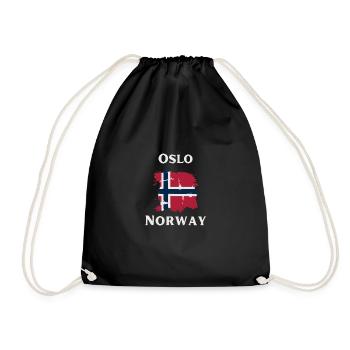 Oslo Norway Souvenir Flag Hiking Gift Idea - Drawstring Bag - black - Front