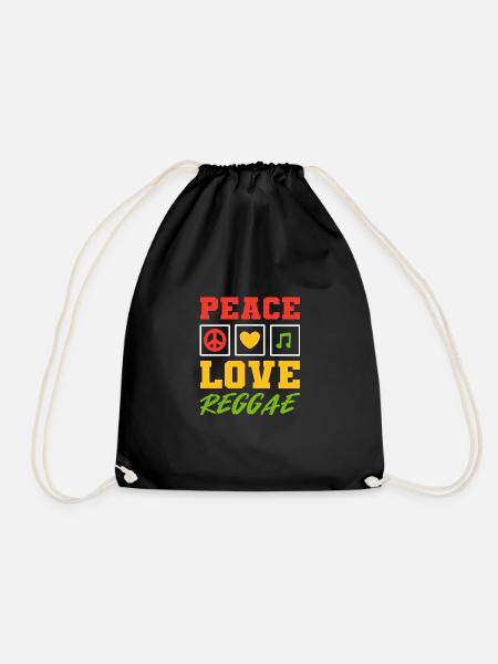 Peace Love Reggae Musician Poison - Drawstring Bag - black