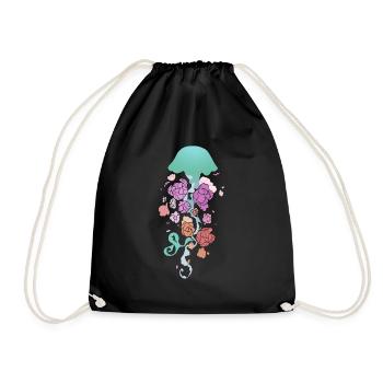Flower Jellyfish - Drawstring Bag - black - Front