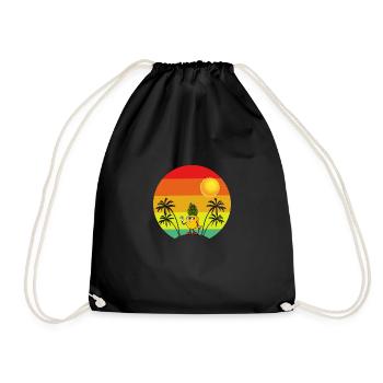 Ananas Rétro Palmiers Tropical Été - Sac de sport léger - noir - Devant