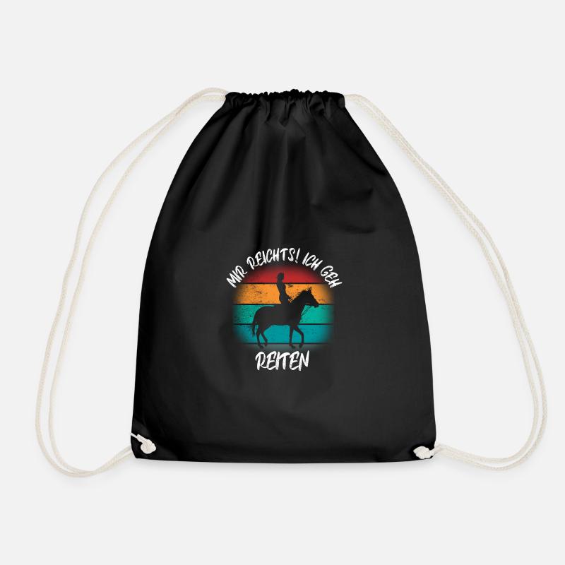 Pferd Reiten Pferdedesign Retro Geschenk Reiterin - Turnbeutel - Schwarz