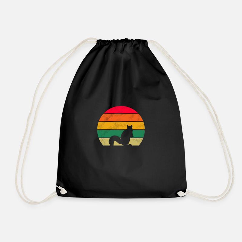 Wald Tierliebhaber Geschenk Retro Eichhörnchen - Turnbeutel - Schwarz