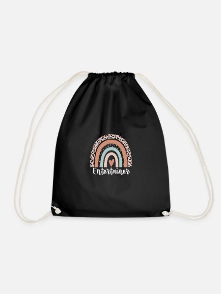 Entertainer Rainbow Leopard Funny Entertainer - Drawstring Bag - black