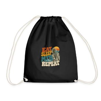 EAT SLEEP MTB REPEAT - Turnbeutel - Schwarz - Vorne