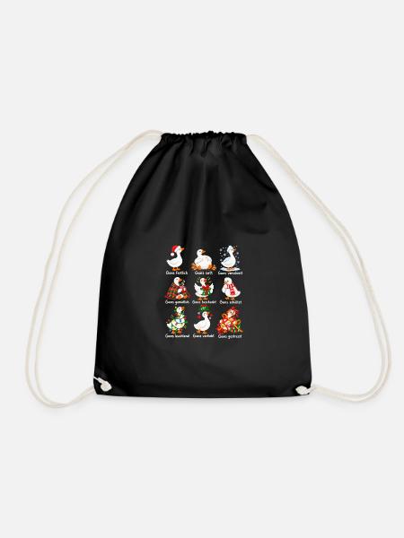 Weihnachtsgänse mit Gans-Wortspiel - Turnbeutel - Schwarz