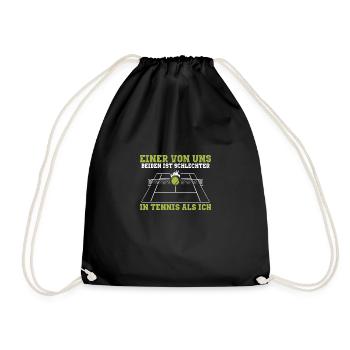 Witziger Tennis Spruch | Spieler Trainer Geschenke - Turnbeutel - Schwarz - Vorne