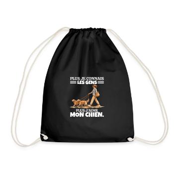 Plus J'aime Mon Chien : Humour Femme et Goldens - Sac de sport léger - noir - Devant