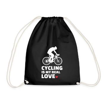 Radfahren, Cycling, Bicycling and Biking - Turnbeutel - Schwarz - Vorne