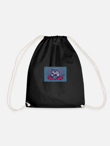 a gaming controller - Drawstring Bag - black