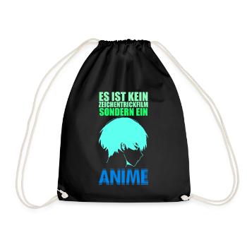Es ist kein Zeichentrickfilm sondern ein Anime - Turnbeutel - Schwarz - Vorne