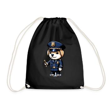 Chien mignon policier - Sac de sport léger - noir - Devant