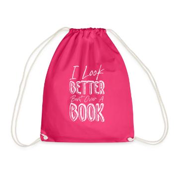 I Look Better Bent Over A Book 3 - Drawstring Bag - fuchsia - Front