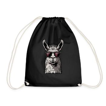 Funny Llama Alpaca - Drawstring Bag - black - Front