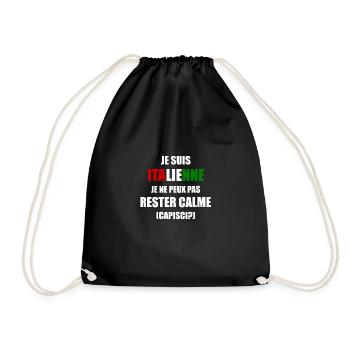Je suis Italienne je ne peux pas rester calme - Sac de sport léger - noir - Devant