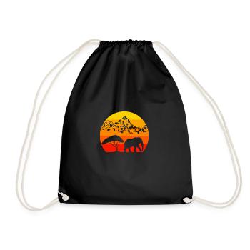 Sonnenuntergang Zoo Tierliebhaber Afrika Elefant - Turnbeutel - Schwarz - Vorne
