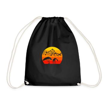 African Animal Tree Gift Retro Giraffe - Drawstring Bag - black - Front