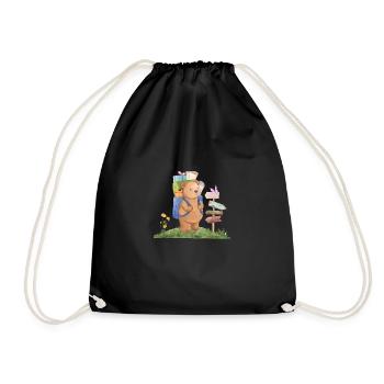 Camping Bear - Drawstring Bag - black - Front