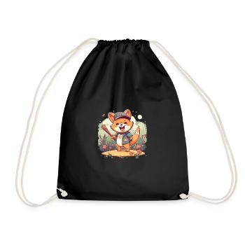 japanisch Hund Shiba Inu Sport Baseball - Turnbeutel - Schwarz - Vorne
