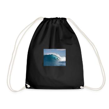 beautiful blue ocean wave of summer - Drawstring Bag - black - Front