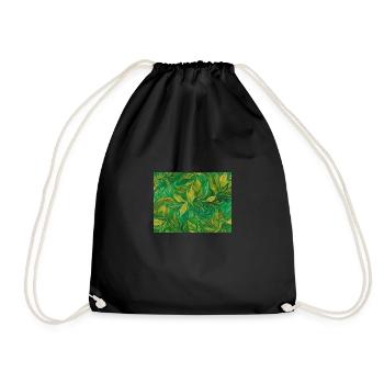 Leaves, impressionistic, in vivid green shades. - Drawstring Bag - black - Front