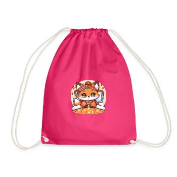 Kawaii japanischer Fuchs Geschenke - Turnbeutel - Fuchsia - Vorne