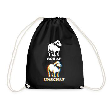 Schaf Unschaf - Wortspiel mit unscharf und Schaf - Turnbeutel - Schwarz - Vorne
