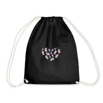 Unicorn Heart Fantasy Animal Love Gift Unicorn - Drawstring Bag - black - Front