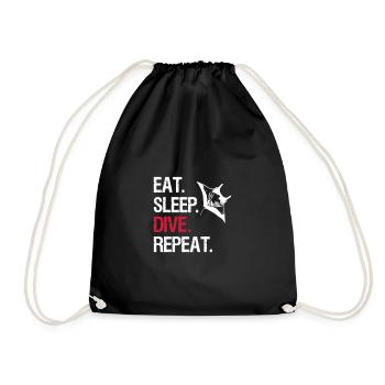 Eat Sleep Dive Repeat - Manta Ray - Vector Design - Turnbeutel - Schwarz - Vorne