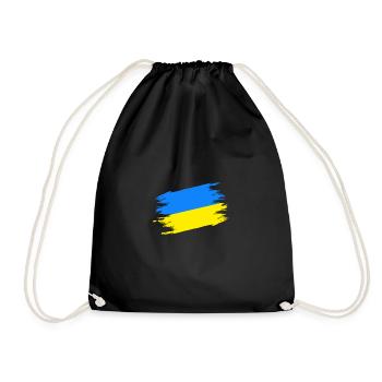Ukrainian Flag Brush Stroke Blue and Yellow - Drawstring Bag - black - Front
