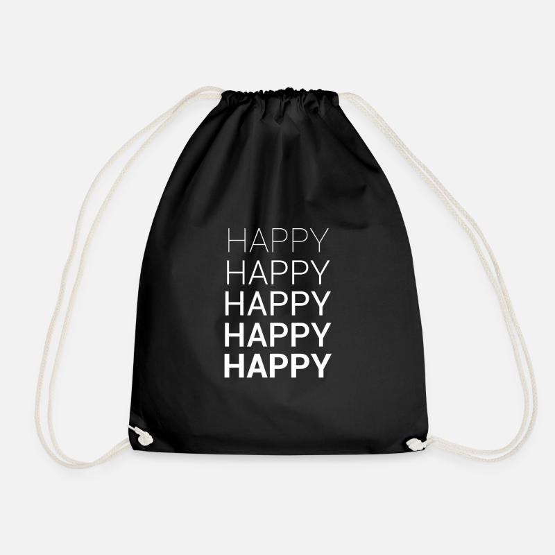 HAPPY - Drawstring Bag - black