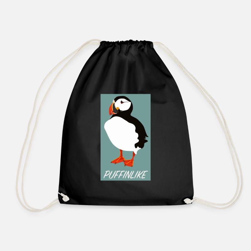 Puffin Puff Puffin - Drawstring Bag - black