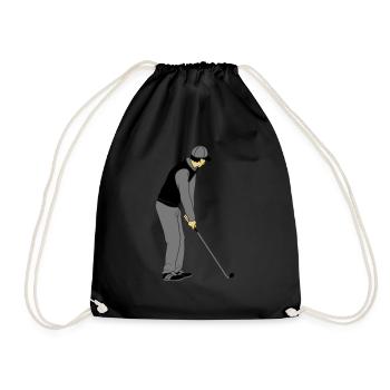 Golf spielen Clipart - Turnbeutel - Schwarz - Vorne
