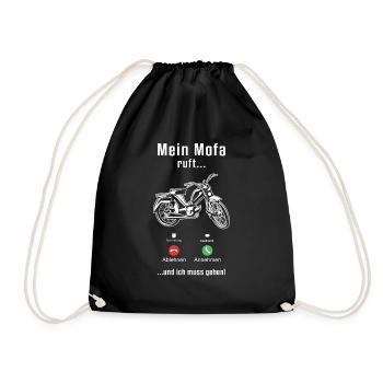 Mofa Vintage Geschenk 2 Takter Mokick Moped - Turnbeutel - Schwarz - Vorne