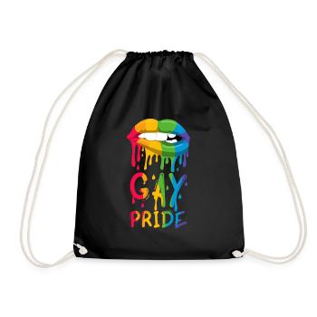 Gay Pride Regenbogen Lippen - Turnbeutel - Schwarz - Vorne