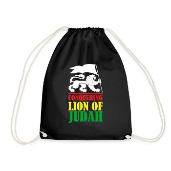 Conquering lion of judah Rasta Reggae Reggaeton - Turnbeutel - Schwarz - Vorne