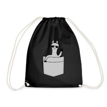 Comic Hemdtasche Lama - Turnbeutel - Schwarz - Vorne