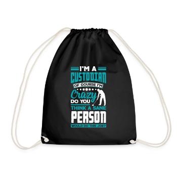 School Custodian Janitor Funny Quote - Drawstring Bag - black - Front