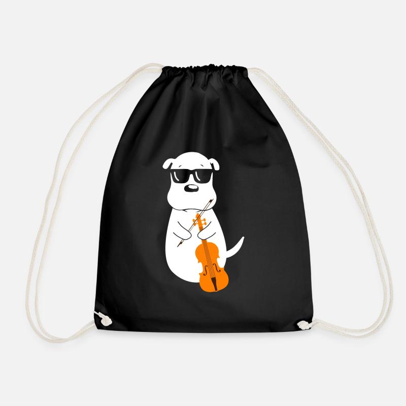 Violin Dog Violin Dog Violin Dog - Drawstring Bag - black