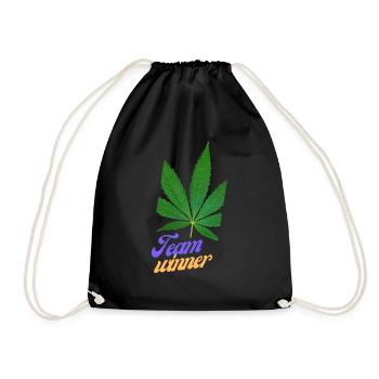 team winner, funny sayings, gift - Drawstring Bag - black - Front