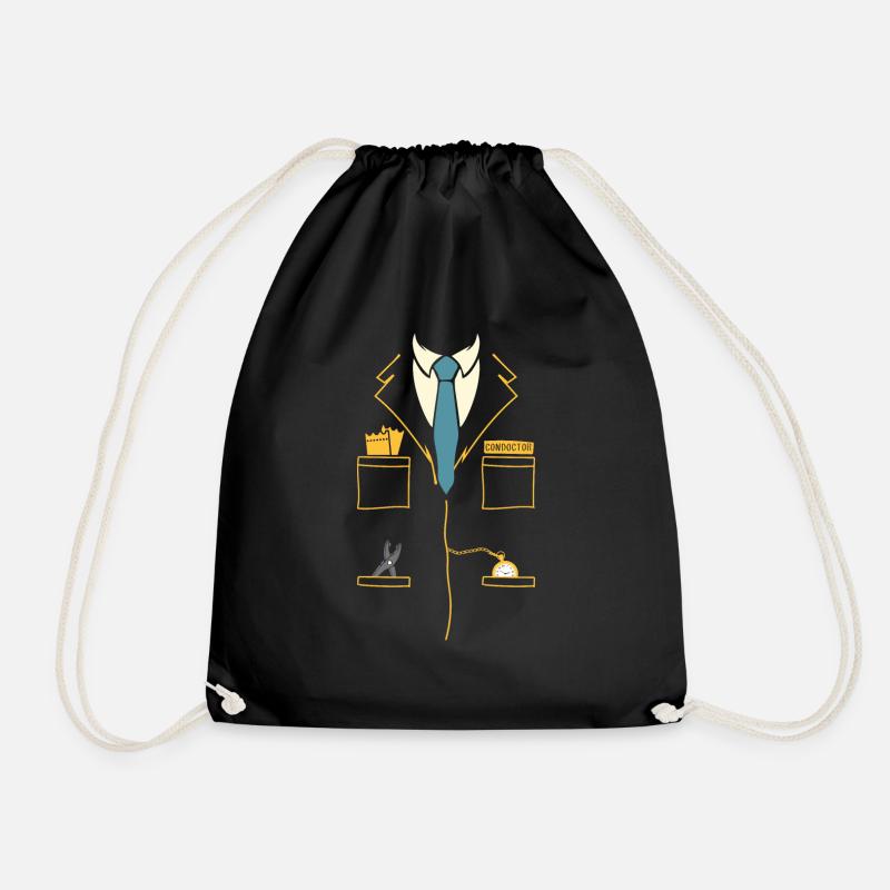 Train Driver Costume Train Crew Conductor Train Driver - Drawstring Bag - black