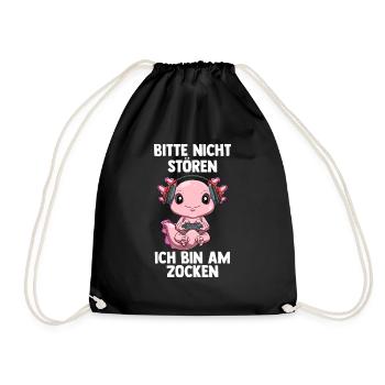 Gaming Axolotl - Computer Spiele Videospiele - - Turnbeutel - Schwarz - Vorne