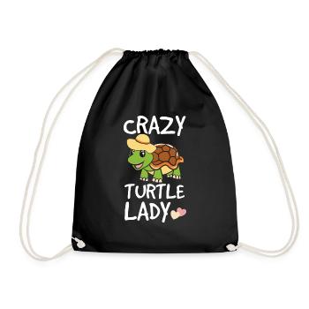Funny Turtle Crazy Turtle Lady Gift - Drawstring Bag - black - Front
