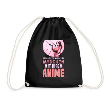 Mädchen mit ihrem Anime - Turnbeutel - Schwarz - Vorne