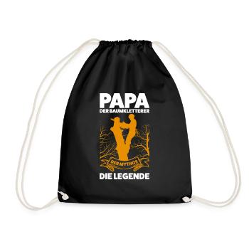 Baumkletterer Papa Holzfäller Geschenk - Turnbeutel - Schwarz - Vorne