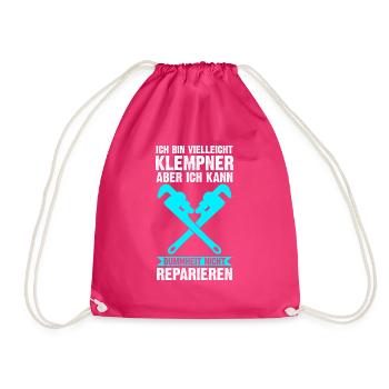 Klempner Beruf Sanitär Geschenk - Turnbeutel - Fuchsia - Vorne
