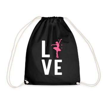 Ballett Ballerina Tanzen Dance Love - Turnbeutel - Schwarz - Vorne