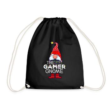 the gamer gnome - Drawstring Bag - black - Front