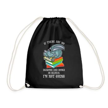 Drache Drache und Buch Drachenliebhaber Geschenk - Turnbeutel - Schwarz - Vorne