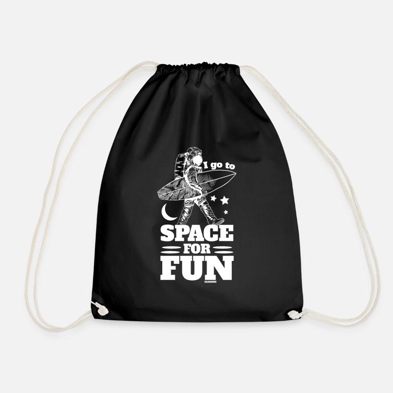 I go into space for fun - Drawstring Bag - black