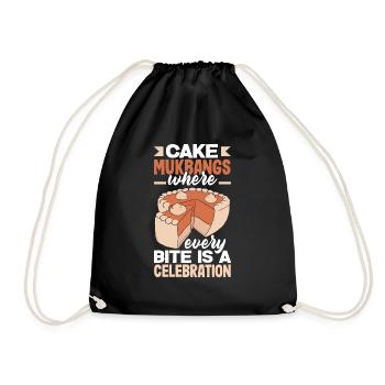 Mukbang and Cake - Drawstring Bag - black - Front